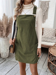 Pocketed Wide Strap Overall Dress - Florida Guy