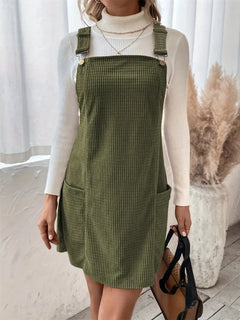 Pocketed Wide Strap Overall Dress - Florida Guy