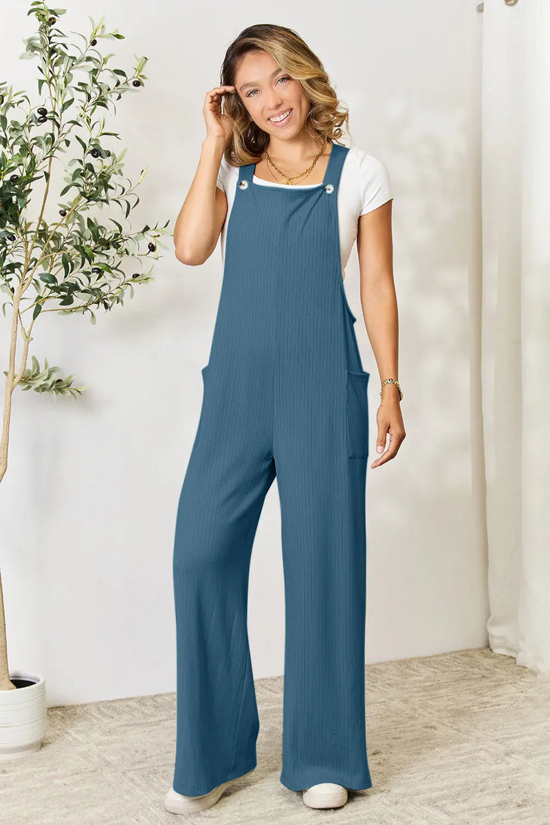 Double Take Full Size Wide Strap Overall with Pockets - Florida Guy