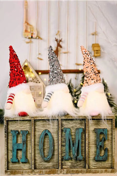 3-Pack Sequin Light-Up Christmas Gnomes Trendsi