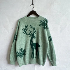 Reindeer and Snowflake Pattern Sweater - Florida Guy