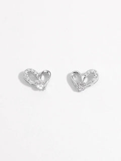 925 Sterling Silver Inlaid Zircon Heart Earrings Trendsi