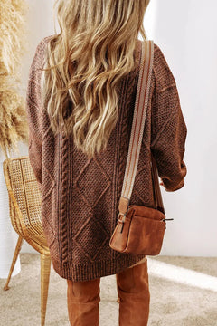 Cable-Knit Round Neck Sweater Dress - Florida Guy