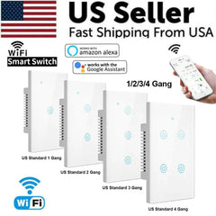 1/2/3/4 Gang WiFi Smart Wall Touch Light Switch Glass Panel For Alexa/Google APP Florida Guy