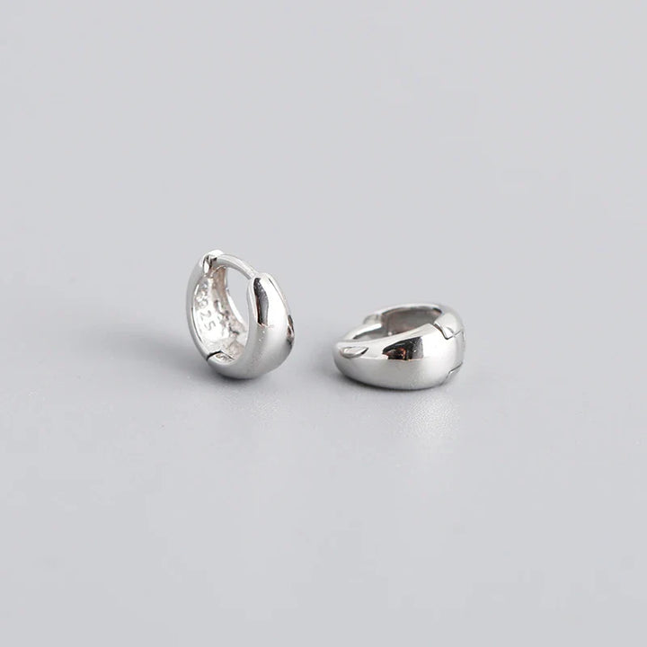 Sterling Silver Simple Wide Huggies Gothic Hoop Earrings