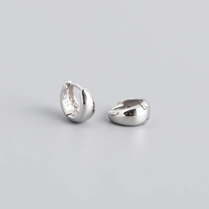 Sterling Silver Simple Wide Huggies Gothic Hoop Earrings
