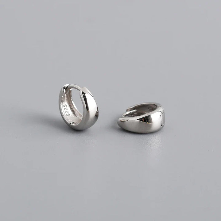 Sterling Silver Simple Wide Huggies Gothic Hoop Earrings