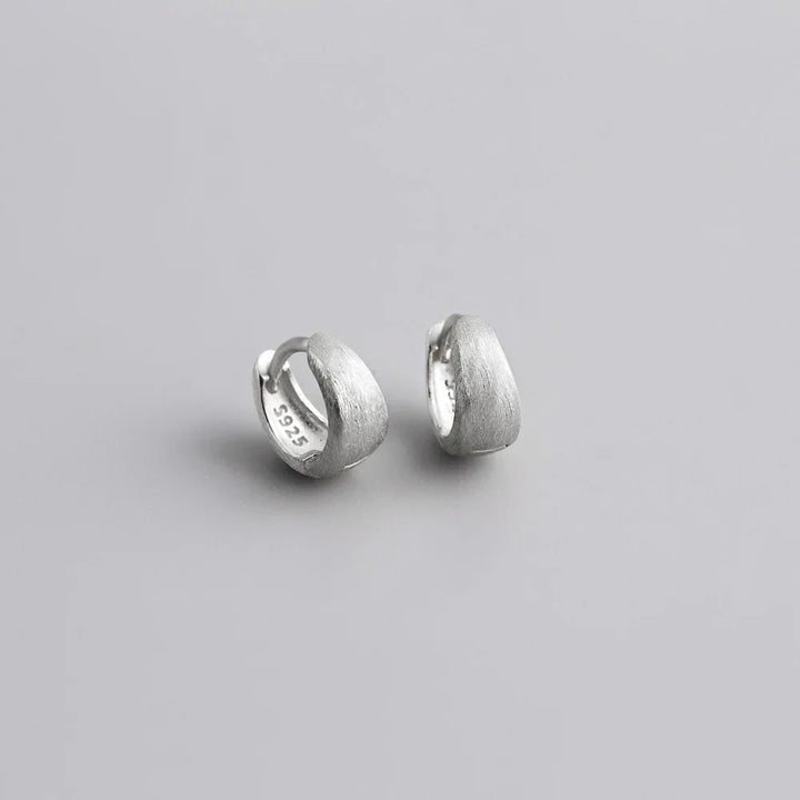 Sterling Silver Simple Wide Huggies Gothic Hoop Earrings