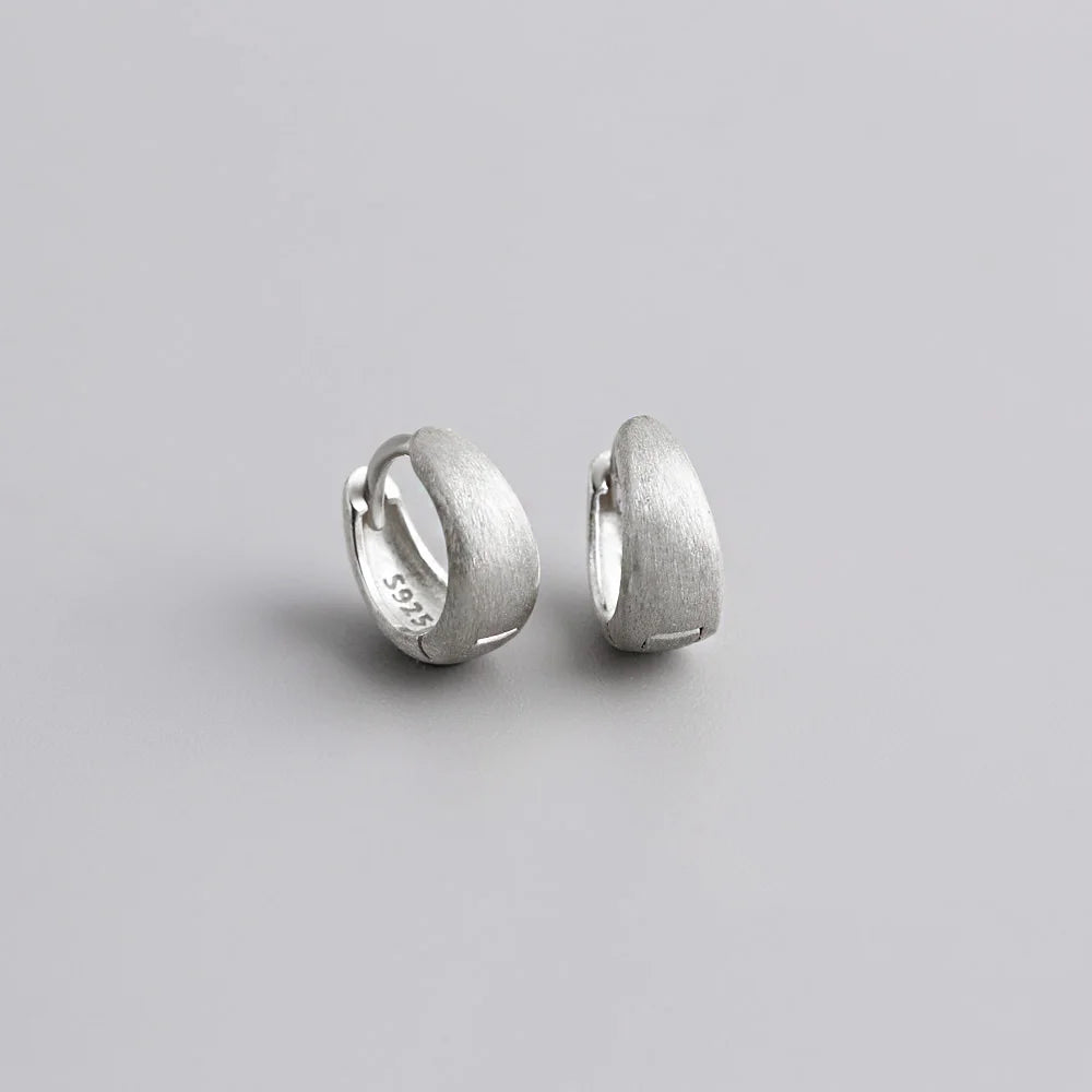 Sterling Silver Simple Wide Huggies Gothic Hoop Earrings