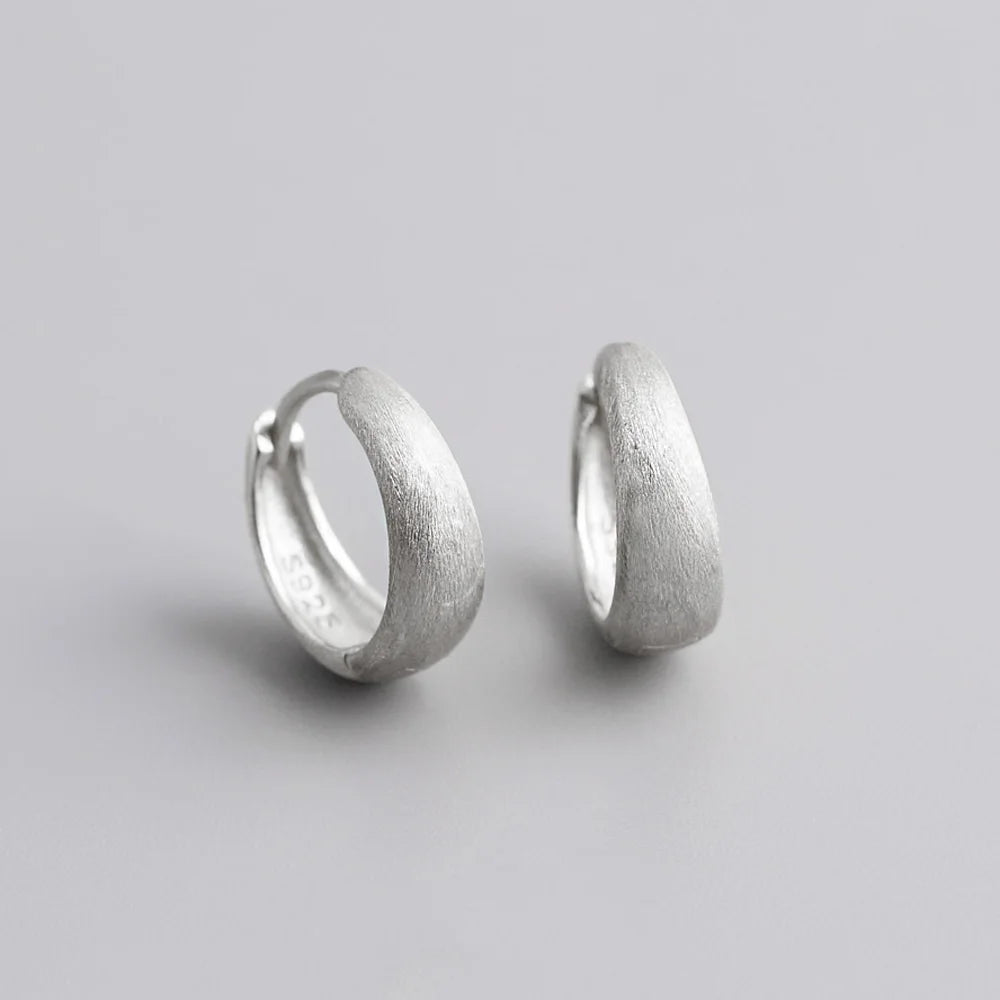 Sterling Silver Simple Wide Huggies Gothic Hoop Earrings