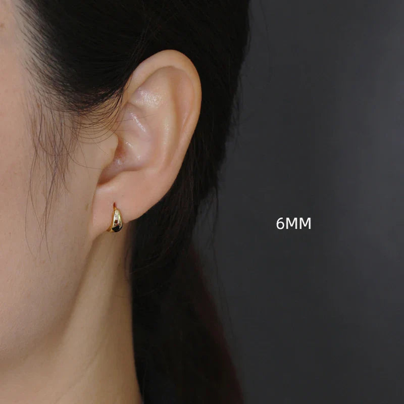 Sterling Silver Simple Wide Huggies Gothic Hoop Earrings