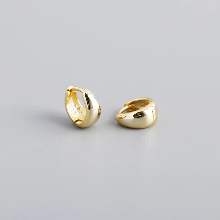 Sterling Silver Simple Wide Huggies Gothic Hoop Earrings