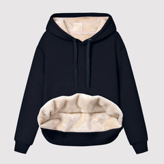 Women Warm Plush Hoodie Fleece Lined Winter V Neck Long Sleeve Warm Velvet Pullovers Reversible Sweatshirts For Women Homewear