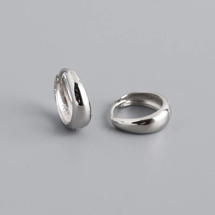 Sterling Silver Simple Wide Huggies Gothic Hoop Earrings
