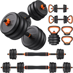 Adjustable Dumbbells, 20/30/40/50/60/70/90lbs Free Weight Set with Connector, 4 in1 Dumbbells Set Used as Barbell, Kett