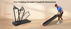 3 in 1 Folding Treadmill Walking Pad 2.5 HP Compact Portable Under Desk Running Walking Machine - Florida Guy