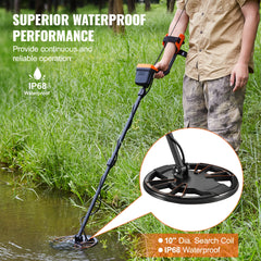 VEVOR Metal Detector, 10 Inch Waterproof Search Coil with LCD Display 7 Modes, Adjustable 41''-52'' Aluminum Stem, DSP Chip - Florida Guy