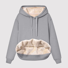 Women Warm Plush Hoodie Fleece Lined Winter V Neck Long Sleeve Warm Velvet Pullovers Reversible Sweatshirts For Women Homewear