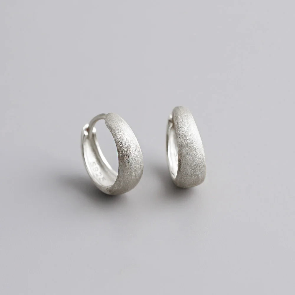 Sterling Silver Simple Wide Huggies Gothic Hoop Earrings