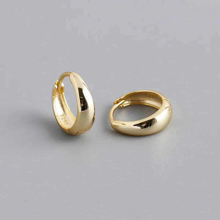 Sterling Silver Simple Wide Huggies Gothic Hoop Earrings