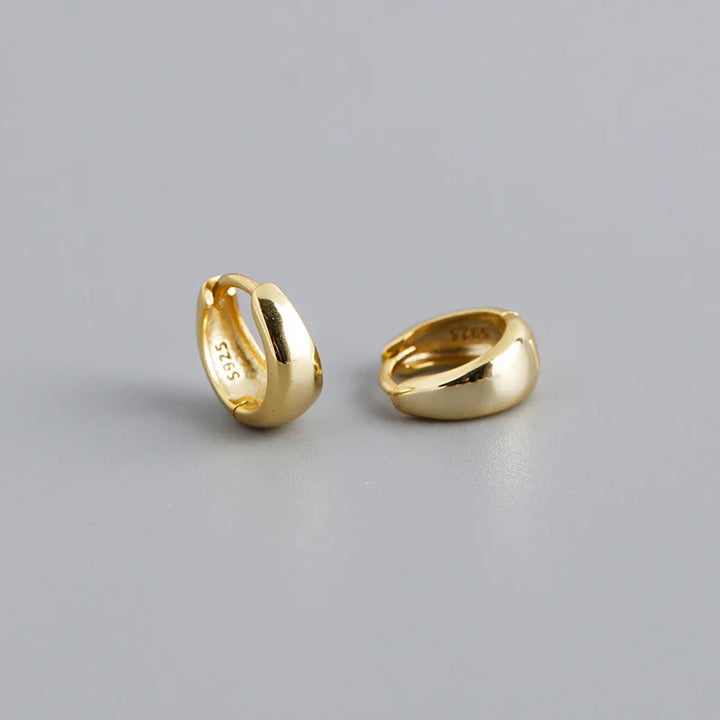 Sterling Silver Simple Wide Huggies Gothic Hoop Earrings