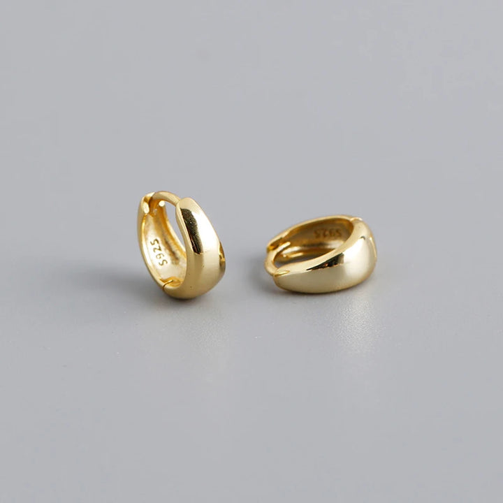 Sterling Silver Simple Wide Huggies Gothic Hoop Earrings