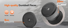 Adjustable Dumbbells, 20/30/40/50/60/70/90lbs Free Weight Set with Connector, 4 in1 Dumbbells Set Used as Barbell, Kett