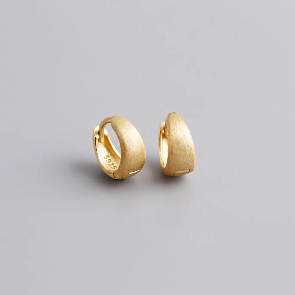 Sterling Silver Simple Wide Huggies Gothic Hoop Earrings
