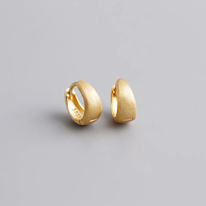 Sterling Silver Simple Wide Huggies Gothic Hoop Earrings
