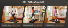 3 in 1 Folding Treadmill Walking Pad 2.5 HP Compact Portable Under Desk Running Walking Machine - Florida Guy