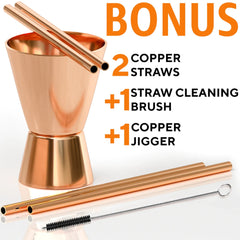 Moscow Mule Copper Mugs - Set of 2 - 100% HANDCRAFTED - Food Safe Pure Solid Copper Mugs - 16 oz Gift Set with BONUS - Highest Quality Cocktail Copper Florida Guy