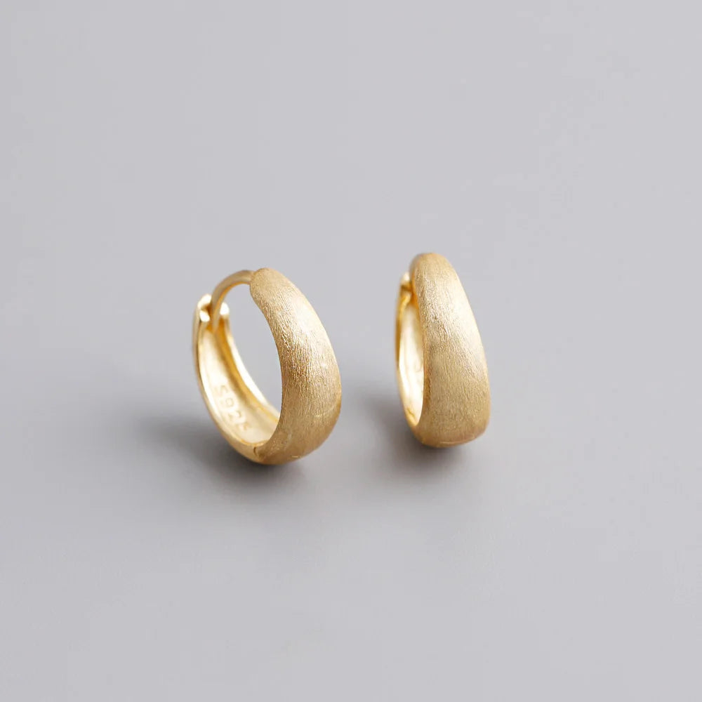 Sterling Silver Simple Wide Huggies Gothic Hoop Earrings