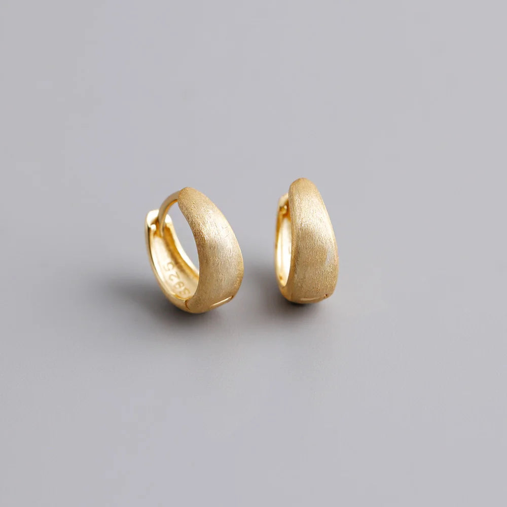 Sterling Silver Simple Wide Huggies Gothic Hoop Earrings