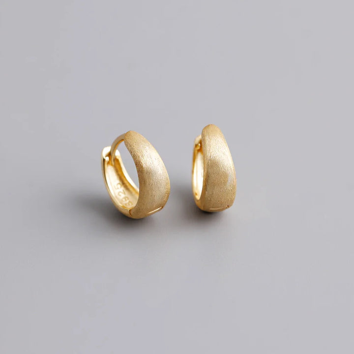 Sterling Silver Simple Wide Huggies Gothic Hoop Earrings