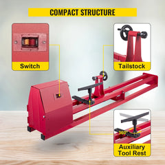 VEVOR Wood Lathe,14''x40'' Power Lathes,1/2 HP Wood Lathe Machine,1/2 Phase Benchtop Lathe, Excelsior Wood Lathe, with 3 Chisels - Florida Guy