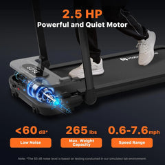 3 in 1 Folding Treadmill Walking Pad 2.5 HP Compact Portable Under Desk Running Walking Machine - Florida Guy