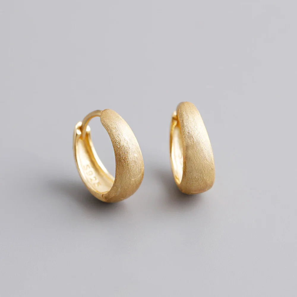 Sterling Silver Simple Wide Huggies Gothic Hoop Earrings