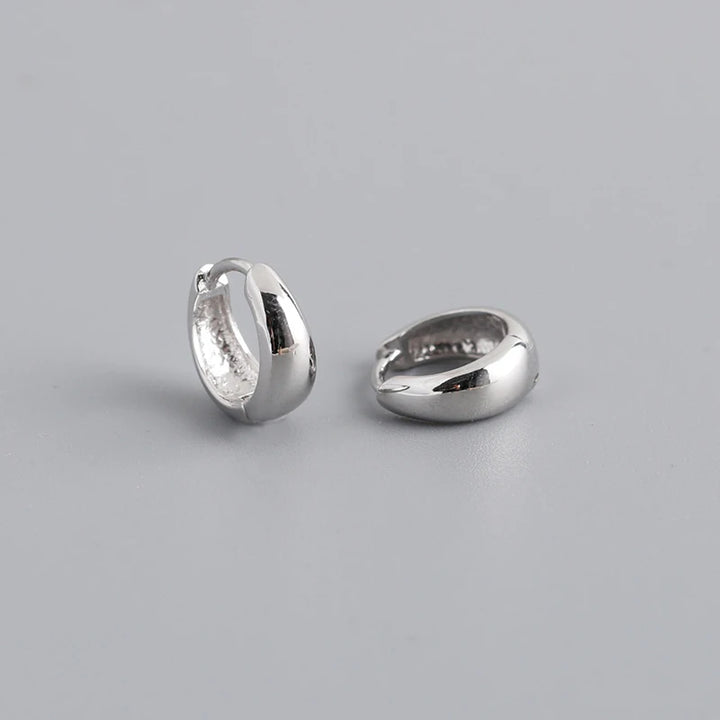 Sterling Silver Simple Wide Huggies Gothic Hoop Earrings