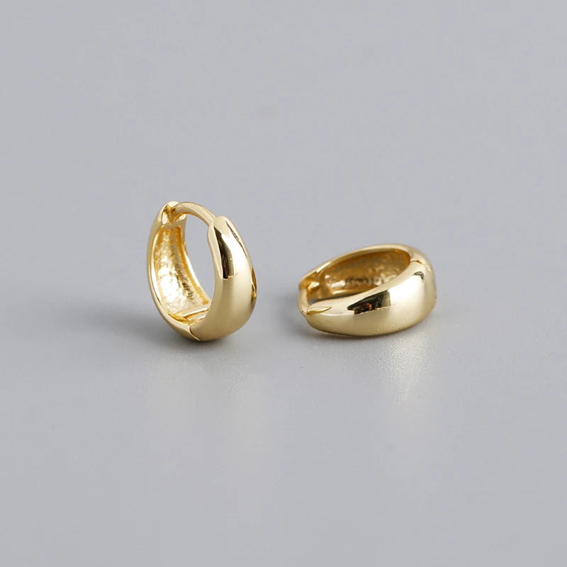 Sterling Silver Simple Wide Huggies Gothic Hoop Earrings