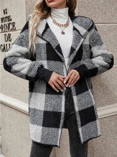 Plaid Long Sleeve Hooded Coat - Florida Guy