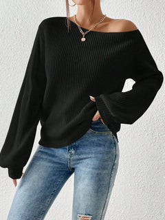 Honey Single Shoulder Long Sleeve Sweater - Florida Guy