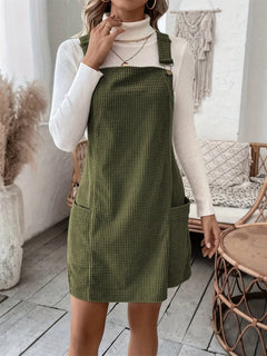 Pocketed Wide Strap Overall Dress - Florida Guy