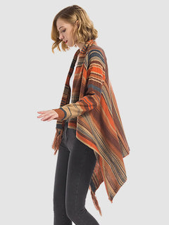 Angel Wings Tassel Striped Open Front Long Sleeve Cardigan - Florida Guy