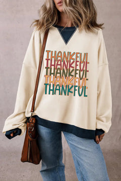 THANKFUL Round Neck Long Sleeve Sweatshirt - Florida Guy