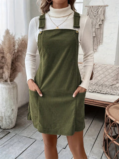 Pocketed Wide Strap Overall Dress - Florida Guy