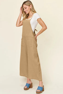 Double Take Full Size Texture Sleeveless Wide Leg Overall - Florida Guy