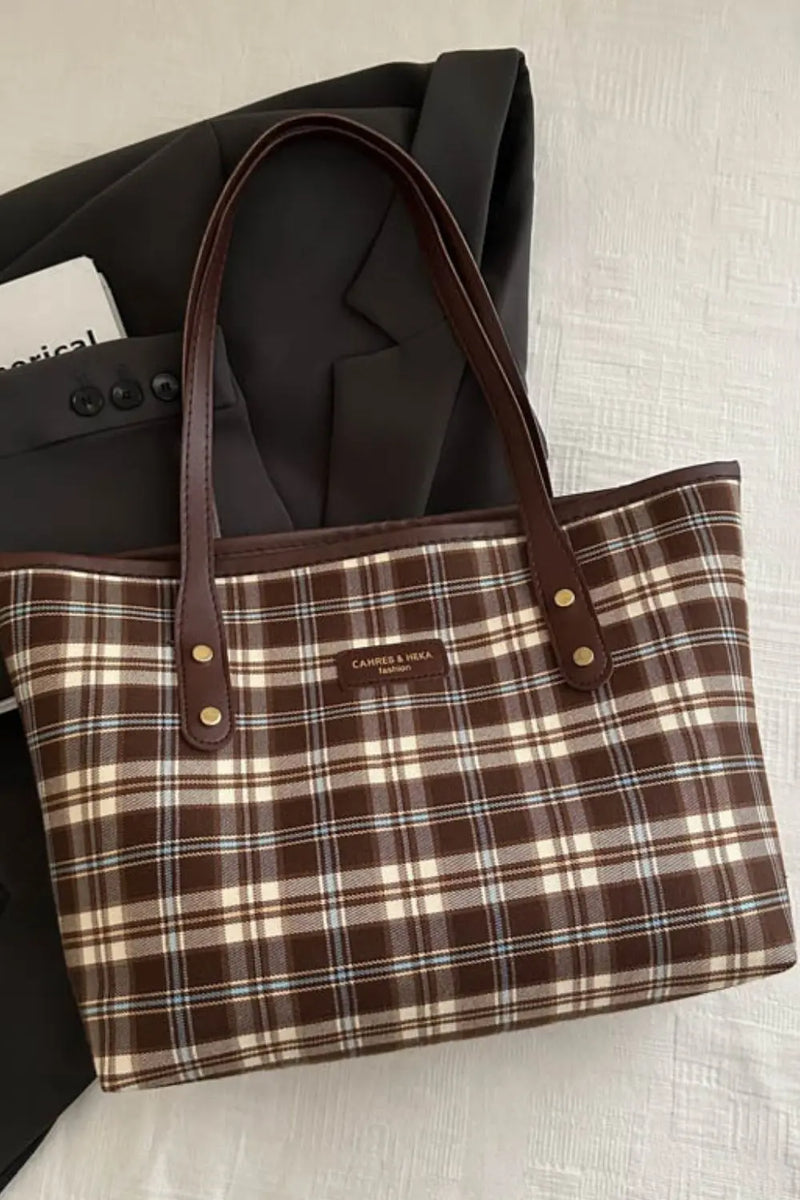 Plaid PU Leather Tote Bag - Florida Guy