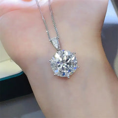 10 Carat Moissanite 925 Sterling Silver Pendant Necklace Trendsi