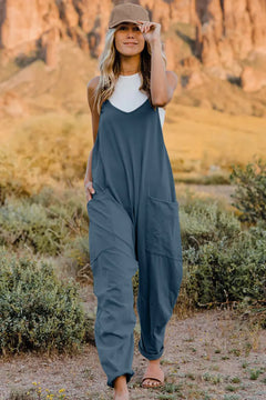 Double Take Full Size V-Neck Sleeveless Jumpsuit with Pockets - Florida Guy