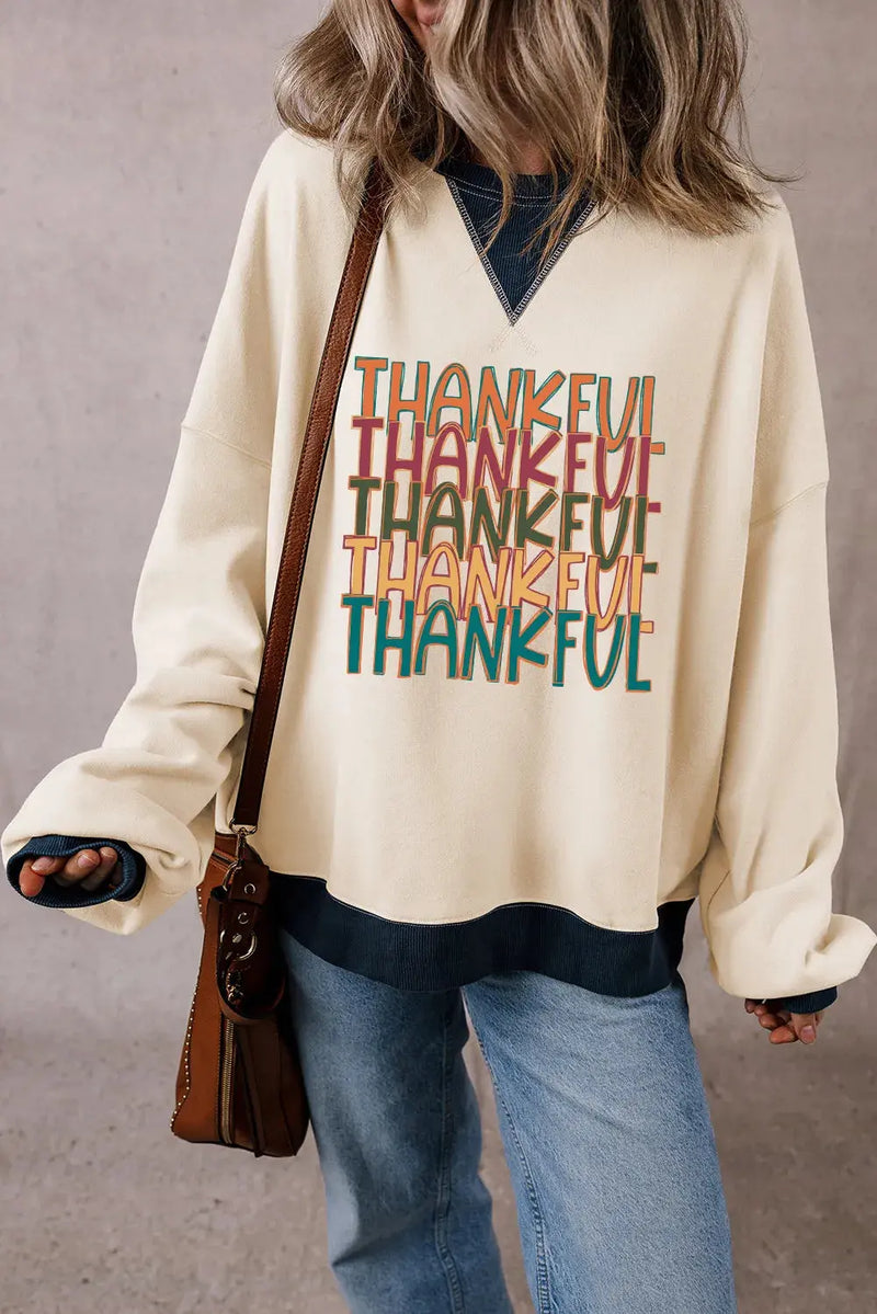 THANKFUL Round Neck Long Sleeve Sweatshirt - Florida Guy